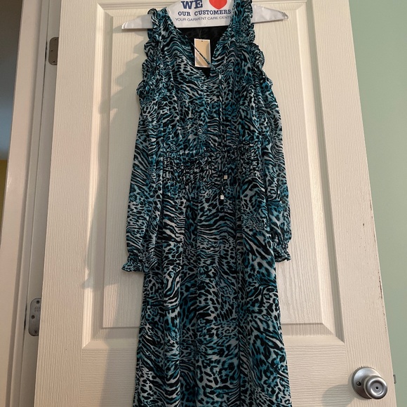 MICHAEL Michael Kors Dresses & Skirts - Michael Kors- Cold Shoulders Dress with long sleeves in Peacock